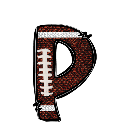 Stylish football-textured letter with realistic stitching and sporty vibes.DTF Transfers