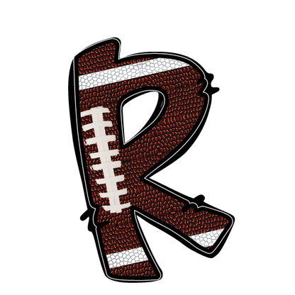 Stylish football-textured letter with realistic stitching and sporty vibes.DTF Transfers