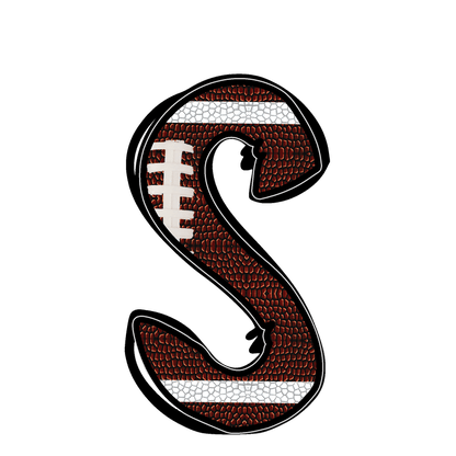 Stylish football-textured letter with realistic stitching and sporty vibes.DTF Transfers