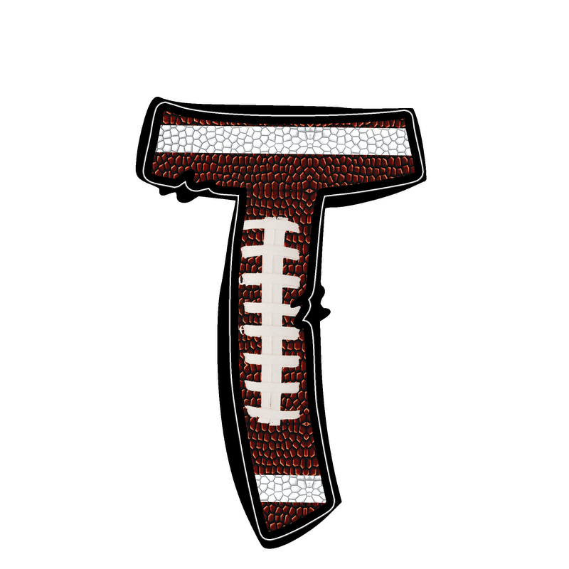 Stylish football-textured letter with realistic stitching and sporty vibes.DTF Transfers