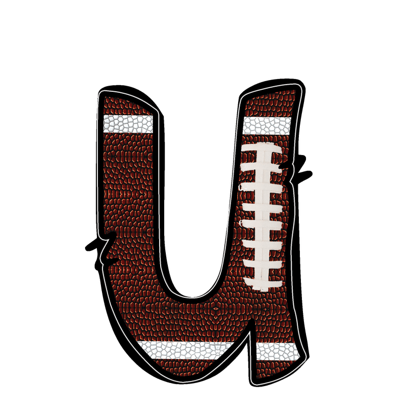 Stylish football-textured letter with realistic stitching and sporty vibes.DTF Transfers