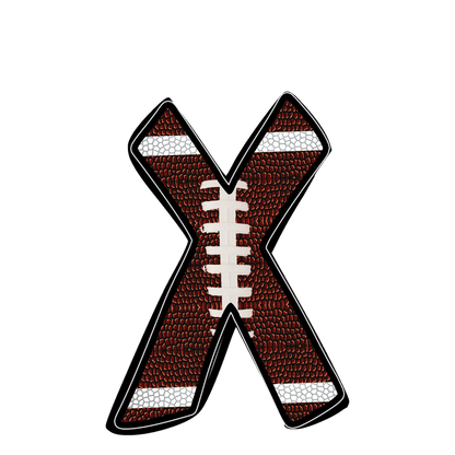 Stylish football-textured letter with realistic stitching and sporty vibes.DTF Transfers