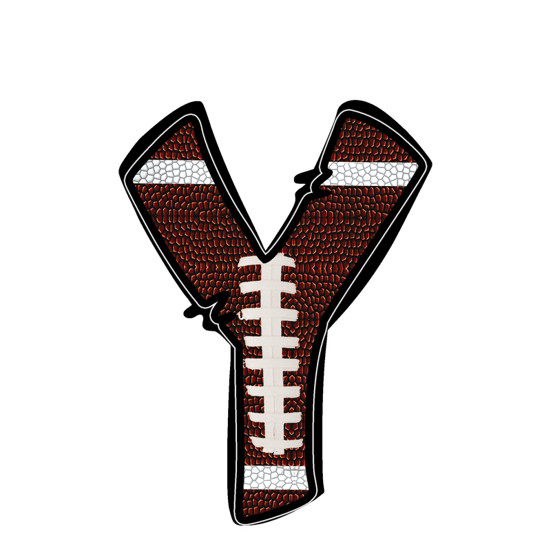 Stylish football-textured letter with realistic stitching and sporty vibes.DTF Transfers