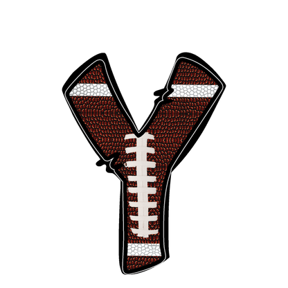 Stylish football-textured letter with realistic stitching and sporty vibes.DTF Transfers