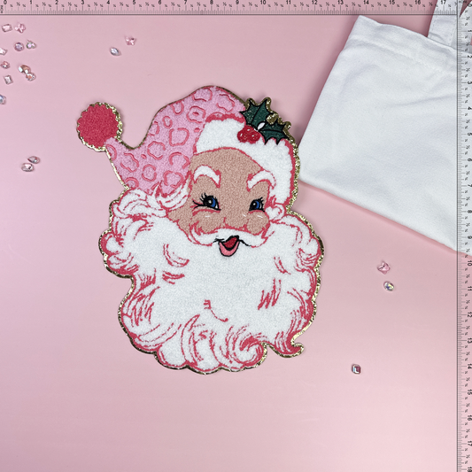 Pink Santa Claus pink hat Patch Emblem Embroidered Cloth Stickers Christmas DIY Iron Clothing Patchesdtf regular iron