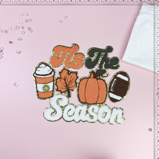 Parche de fútbol de calabaza de la temporada de otoño, emblema bordado, pegatinas de tela, parches de ropa para planchar DIY para Navidad