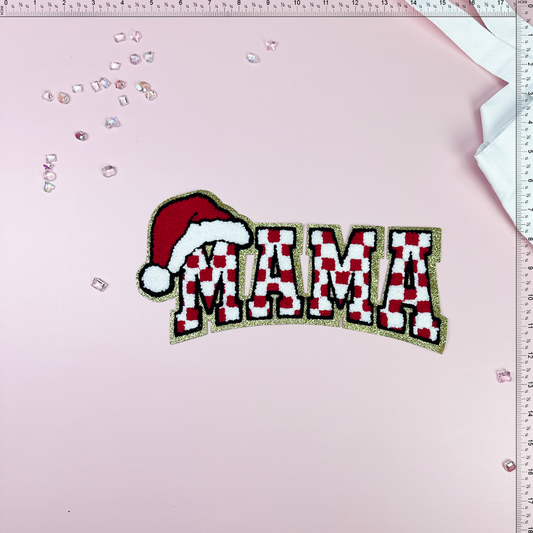 MAMA Christmas Patch Emblem Embroidered Cloth Stickers Christmas DIY Iron Clothing Patches