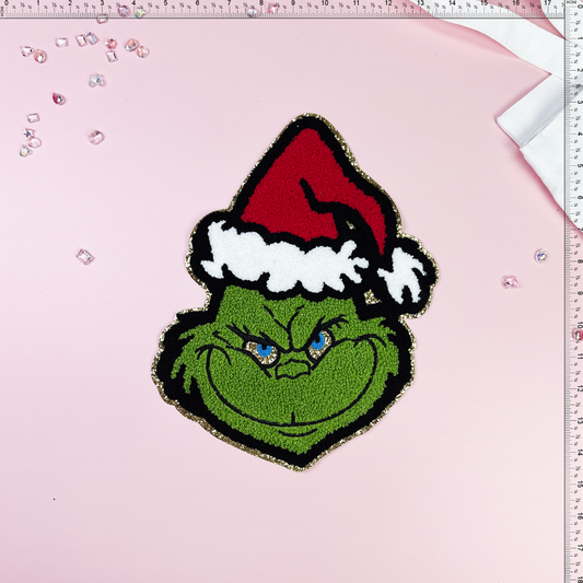 Parche con emblema de sombrero de Navidad de Grinchmas, pegatinas de tela bordadas, parches de ropa para planchar DIY