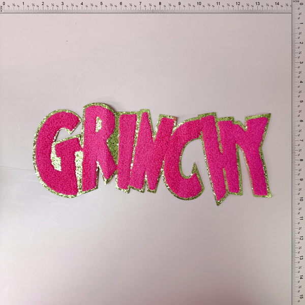 Grinchy letters Patch Emblem Embroidered Cloth Stickers Christmas DIY Iron Clothing Patches