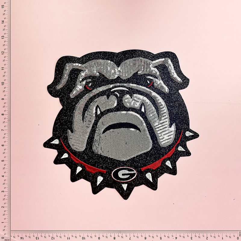 Sequin Collared French Bulldog  Patch Emblem Embroidered Cloth Stickers Christmas DIY Iron Clothing Patches