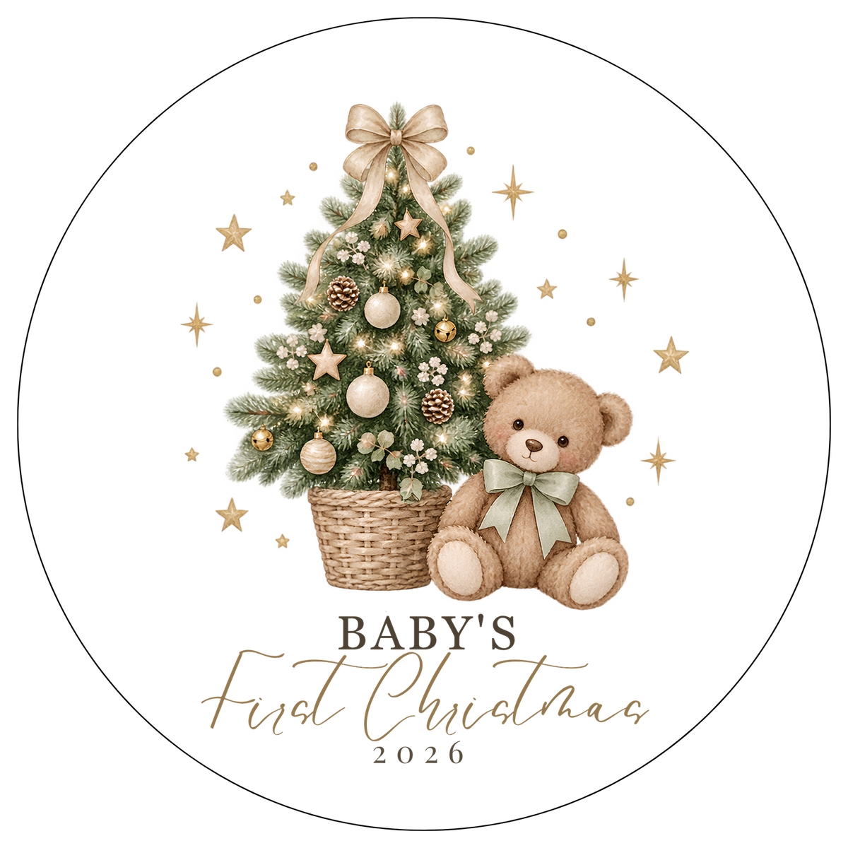 XMAS1463-1 — Baby's First Christmas watercolor DTF transfer design; supplied as shown; physical transfer only