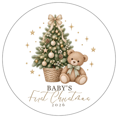XMAS1463-1 — Baby's First Christmas watercolor DTF transfer design; supplied as shown; physical transfer only