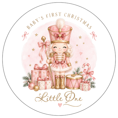 XMAS1463-20 — Baby's First Christmas DTF transfer design; names and year where shown are fixed artwork; garment not included