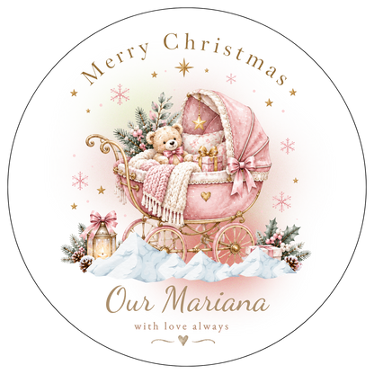 XMAS1463-24 — Christmas watercolor keepsake DTF transfer design; lettering and names supplied as shown; physical transfer only