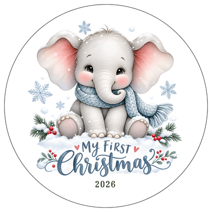 XMAS1463-3 — Baby's First Christmas watercolor DTF transfer design; supplied as shown; physical transfer only