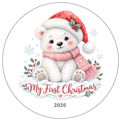 XMAS1463-4 — Baby's First Christmas watercolor DTF transfer design; supplied as shown; physical transfer only