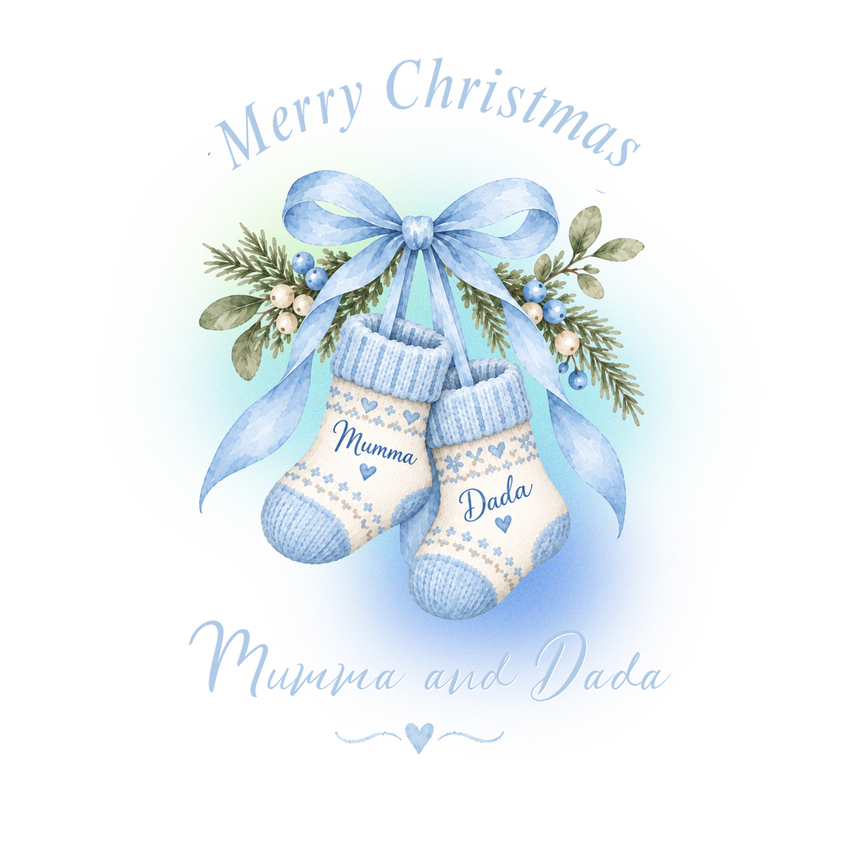 XMAS1463-7 — Christmas watercolor DTF transfer design; lettering supplied as shown; physical transfer only