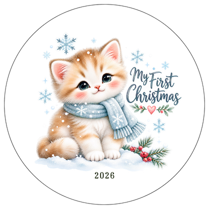 XMAS1463-9 — Baby's First Christmas watercolor animal DTF transfer design; physical transfer only