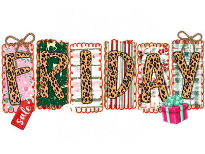 XMAS1466-1 Christmas Black Friday shopping DTF transfer design; physical transfer only; garments and accessories not included