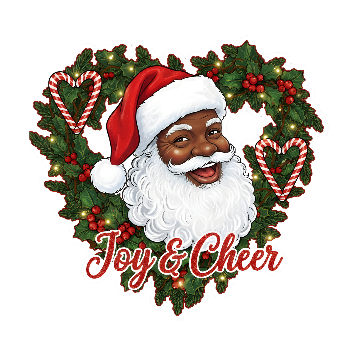 Black Santa Christmas DTF transfer design XMAS1468-10. Physical transfer only.