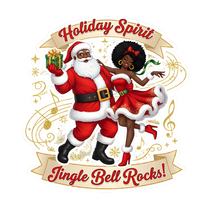 Black Santa Christmas DTF transfer design XMAS1468-12. Physical transfer only.