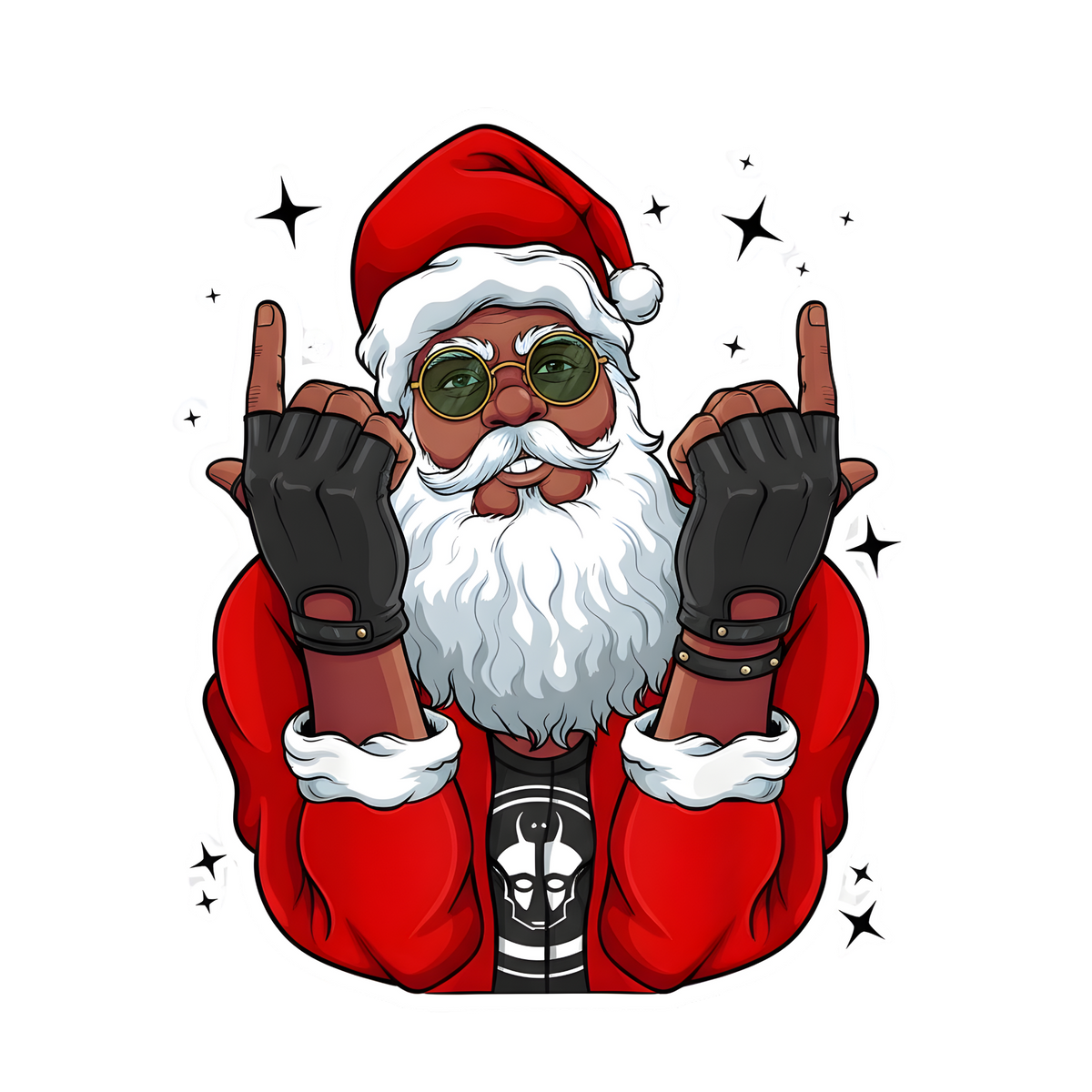 Black Santa Christmas DTF transfer design XMAS1468-13. Physical transfer only.