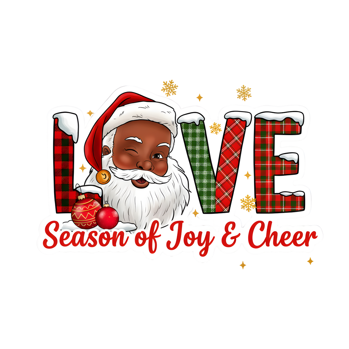 Black Santa Christmas DTF transfer design XMAS1468-15. Physical transfer only.