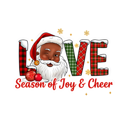 Black Santa Christmas DTF transfer design XMAS1468-15. Physical transfer only.