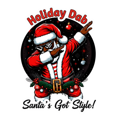 Black Santa Christmas DTF transfer design XMAS1468-17. Physical transfer only.