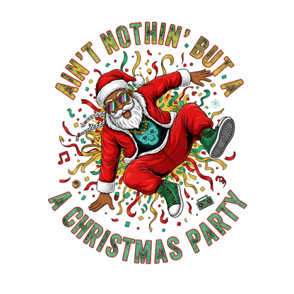 Black Santa Christmas DTF transfer design XMAS1468-18. Physical transfer only.