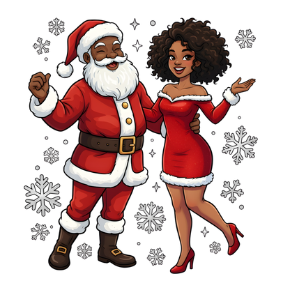 Black Santa Christmas DTF transfer design XMAS1468-19. Physical transfer only.