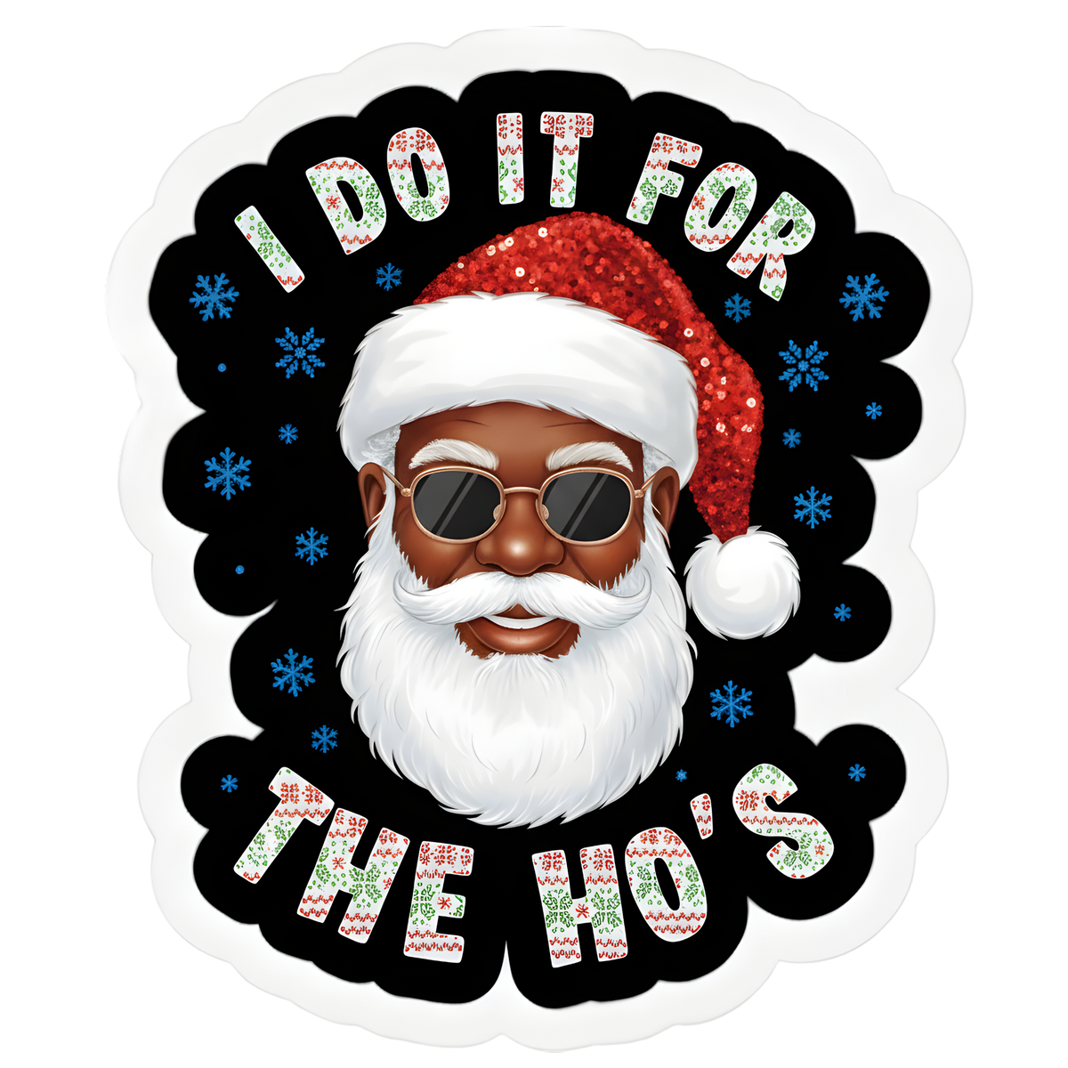 Black Santa Christmas DTF transfer design XMAS1468-2. Physical transfer only.