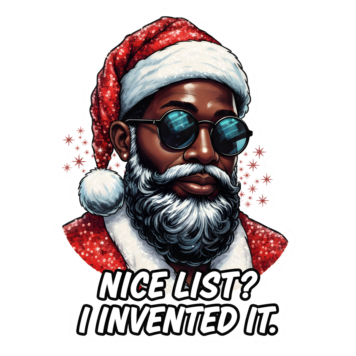 Black Santa Christmas DTF transfer design XMAS1468-3. Physical transfer only.