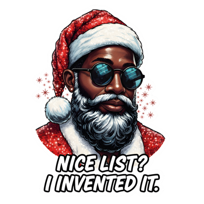 Black Santa Christmas DTF transfer design XMAS1468-3. Physical transfer only.