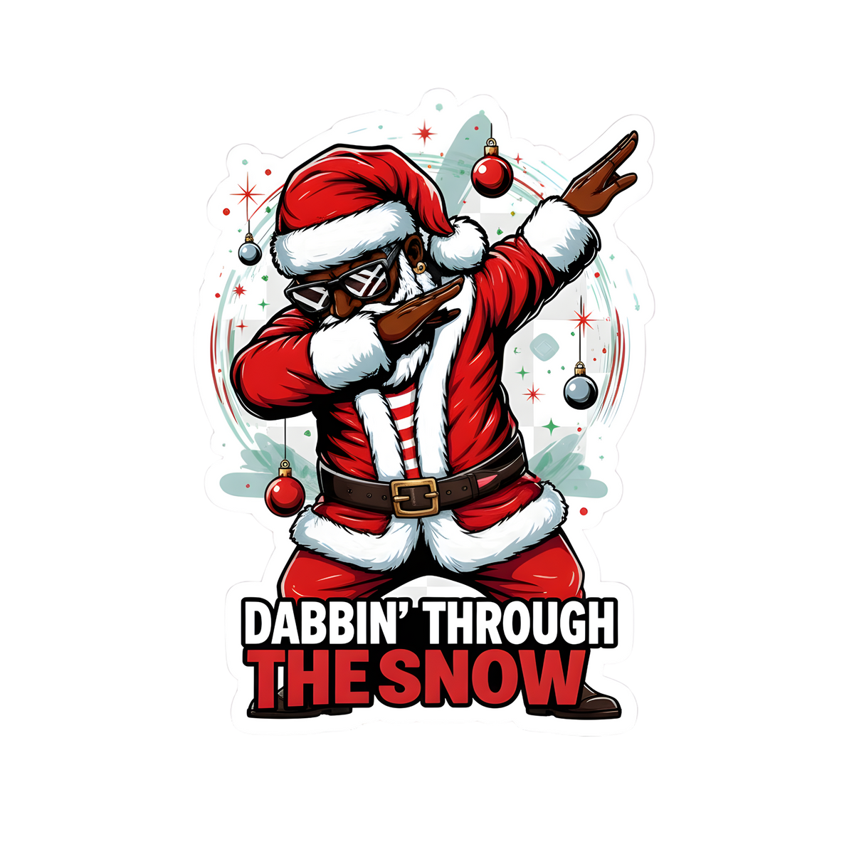 Black Santa Christmas DTF transfer design XMAS1468-5. Physical transfer only.