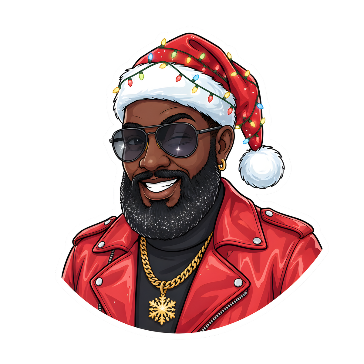 Black Santa Christmas DTF transfer design XMAS1468-7. Physical transfer only.