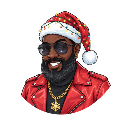 Black Santa Christmas DTF transfer design XMAS1468-7. Physical transfer only.