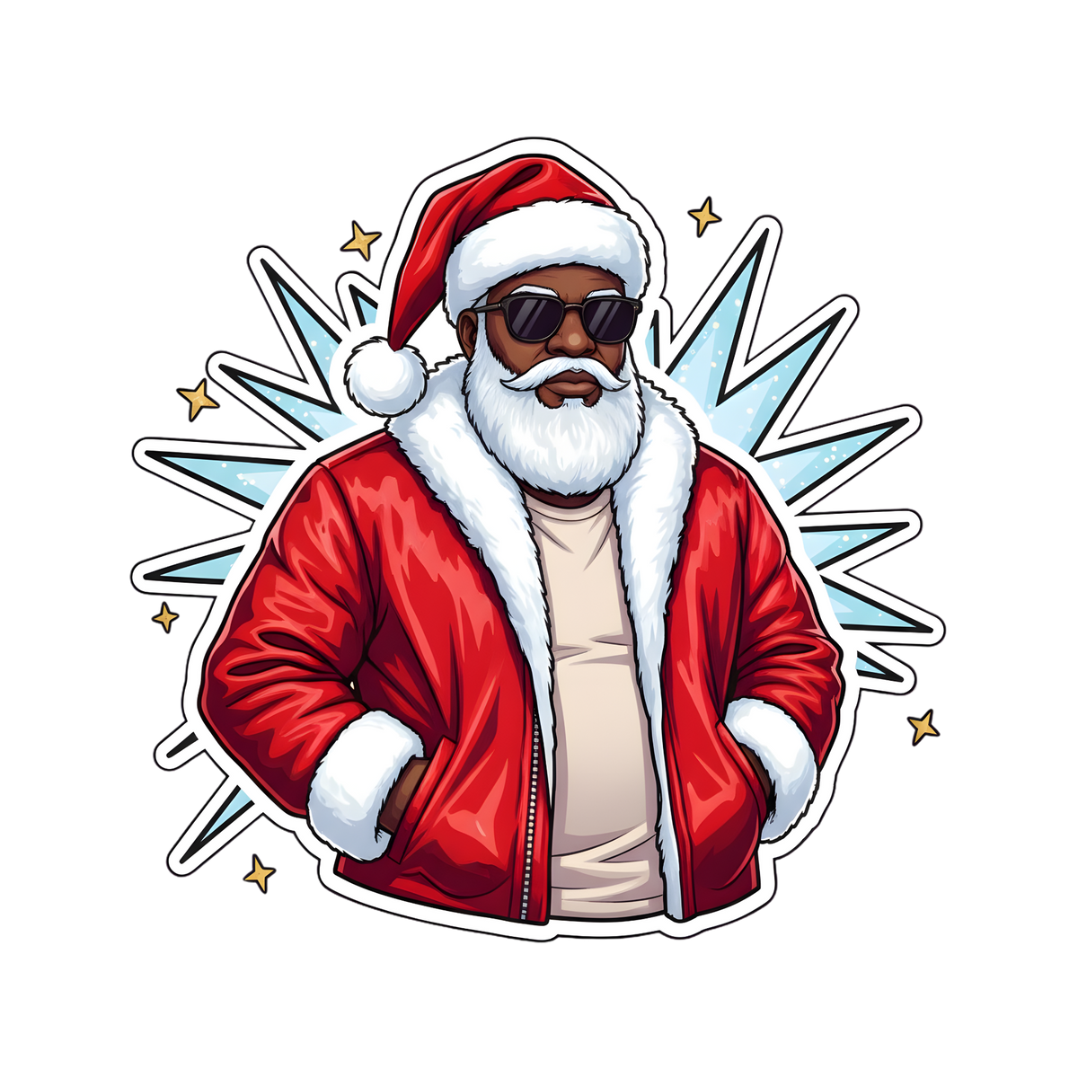 Black Santa Christmas DTF transfer design XMAS1468-8. Physical transfer only.