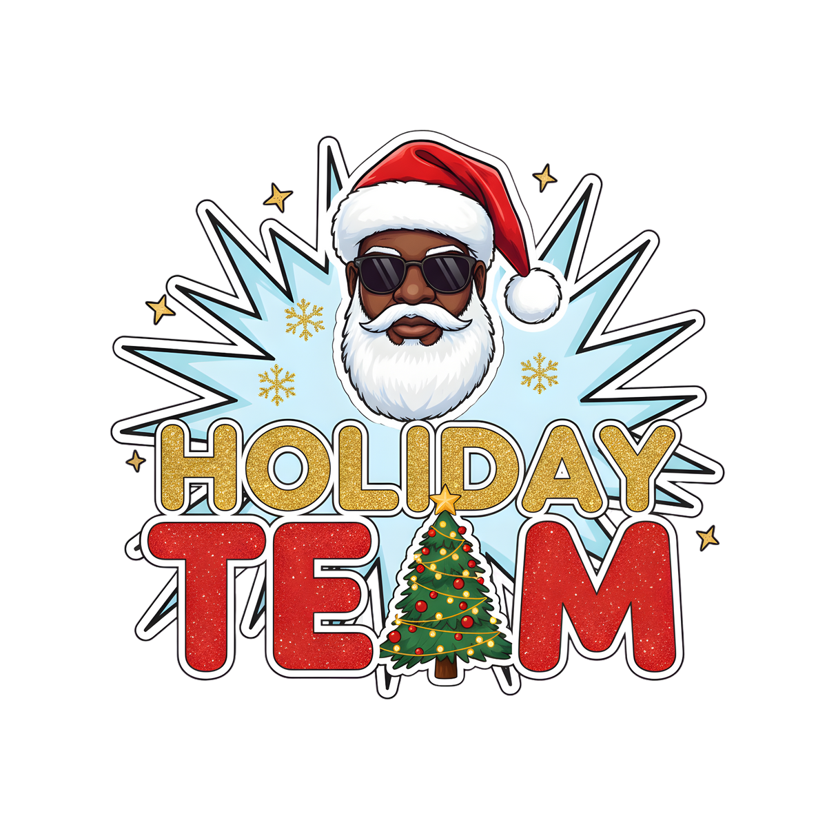 Black Santa Christmas DTF transfer design XMAS1468-9. Physical transfer only.