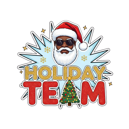 Black Santa Christmas DTF transfer design XMAS1468-9. Physical transfer only.