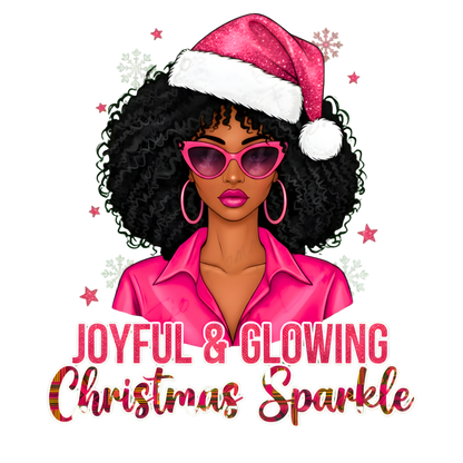 Festive Black woman Christmas DTF transfer design XMAS1469-10. Physical transfer only.