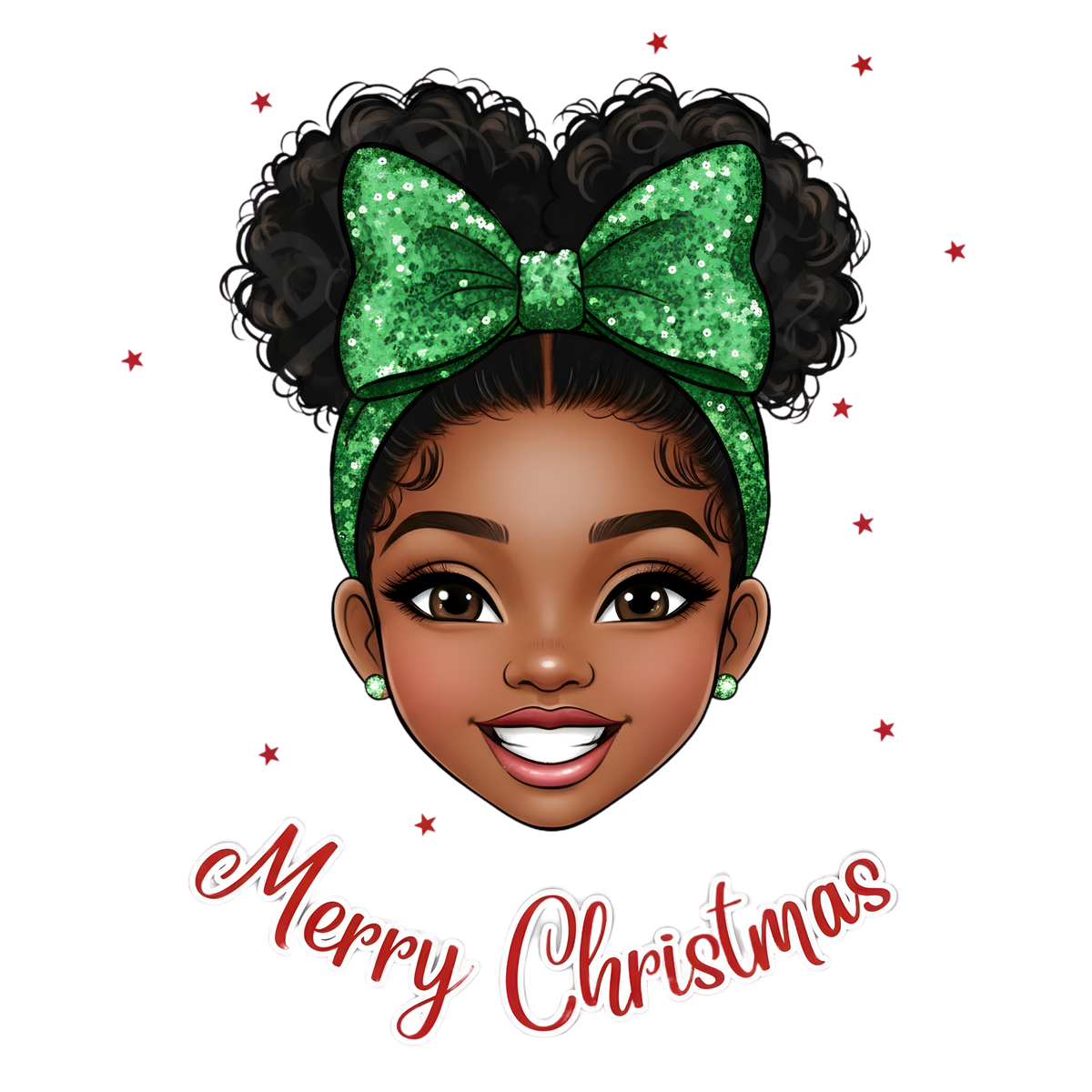 Festive Black woman Christmas DTF transfer design XMAS1469-24. Physical transfer only.