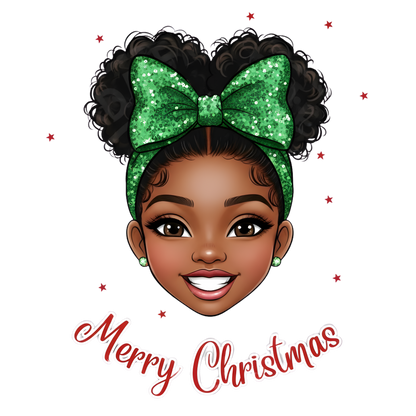 Festive Black woman Christmas DTF transfer design XMAS1469-24. Physical transfer only.