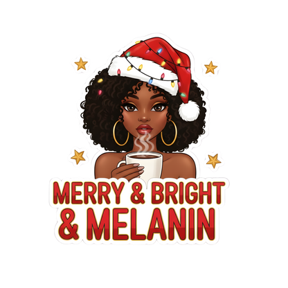 Festive Black woman Christmas DTF transfer design XMAS1469-28. Physical transfer only.