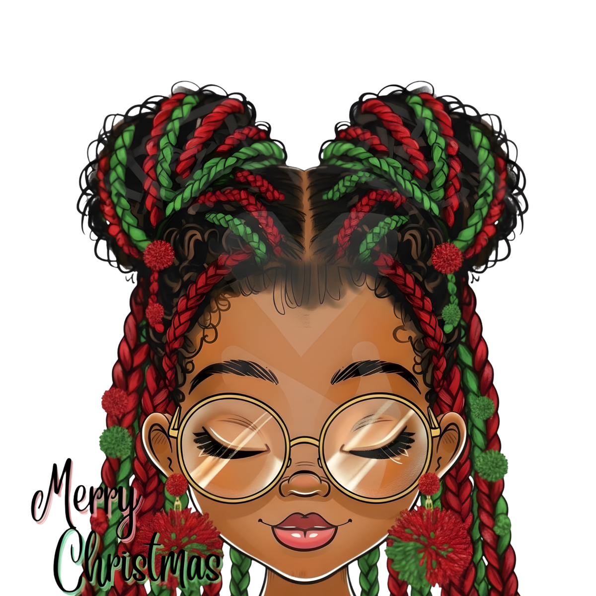 Festive Black woman Christmas DTF transfer design XMAS1469-30. Physical transfer only.
