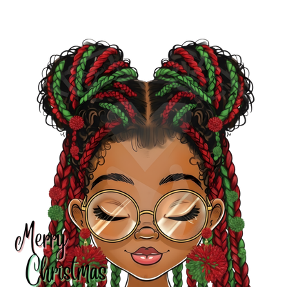 Festive Black woman Christmas DTF transfer design XMAS1469-30. Physical transfer only.
