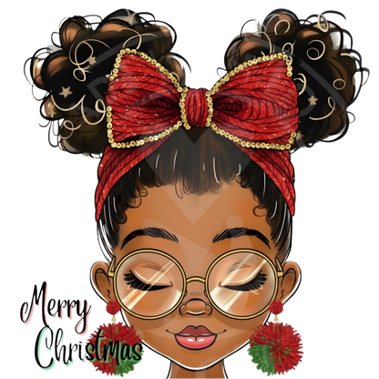 Festive Black woman Christmas DTF transfer design XMAS1469-31. Physical transfer only.