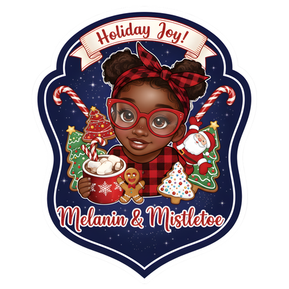 Festive Black woman Christmas DTF transfer design XMAS1469-39. Physical transfer only.