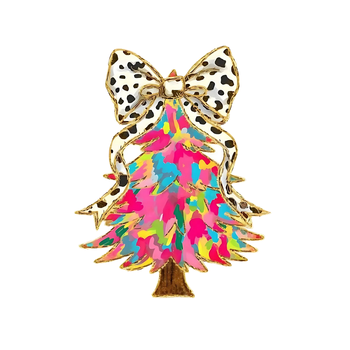 Whimsical Christmas tree DTF transfer design XMAS1470-1. Physical transfer only.