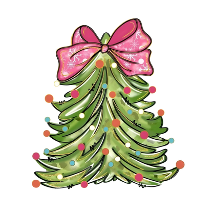 Whimsical Christmas tree DTF transfer design XMAS1470-12. Physical transfer only.